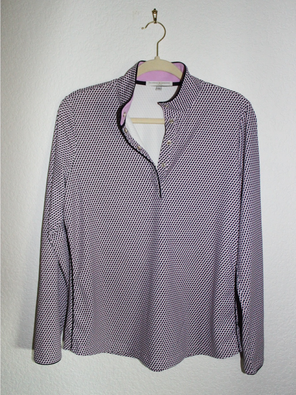 Nwot Fairway  Greene Ladies Quarter Snap Geometric Pullover  Medium